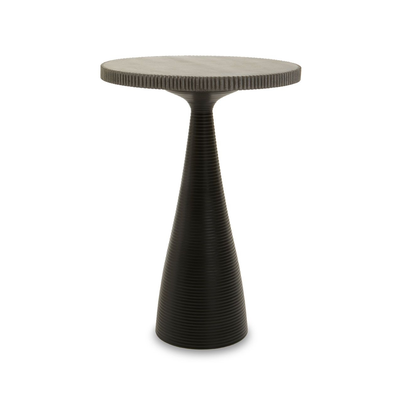 Martini Stone Side Table In Black With Metal Base