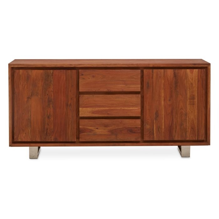 Shanklin Acacia Wood Sideboard In Acacia With 2 Doors And 3 Drawers