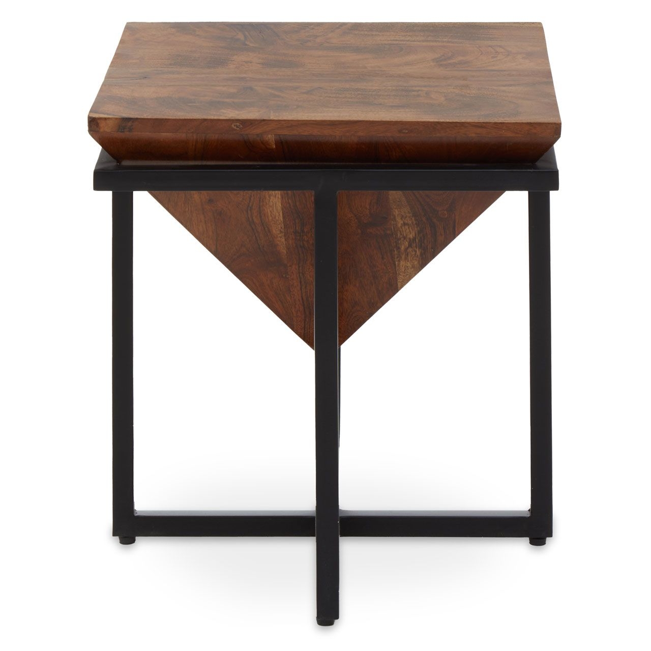 Shimla Pyramid Shape Wooden Side Table In Acacia