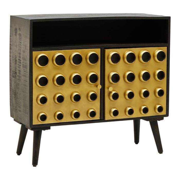 Austwick Wooden Sideboard In Black And Gold With 2 Doors