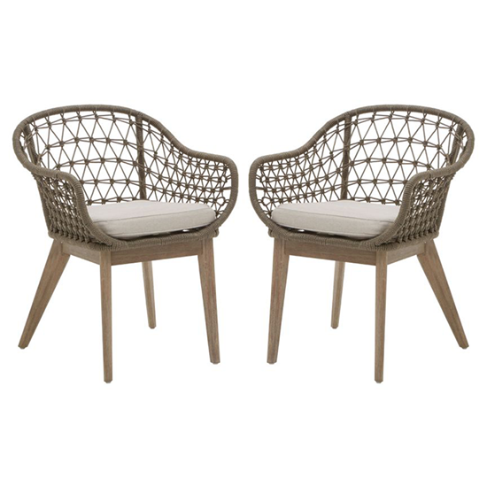 Opus Cotton Rope Woven Dining Chairs In Pair