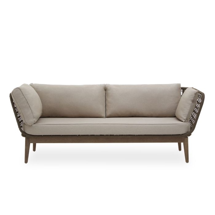 Ochoa Textile Fabric 3 Seater Sofa In Grey With Wooden Frame