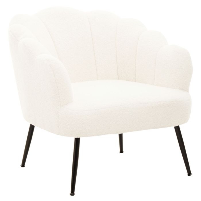 Yazmin Seashell Teddy Fabric Upholstered Armchair With Black Legs