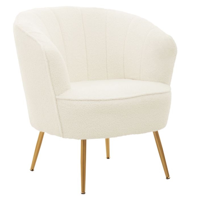 Yazmin Channel Teddy Fabric Upholstered Armchair With Gold Legs