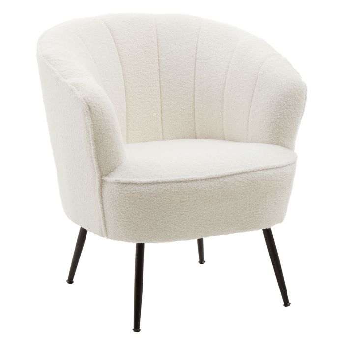 Yazmin Channel Teddy Fabric Upholstered Armchair With Black Legs