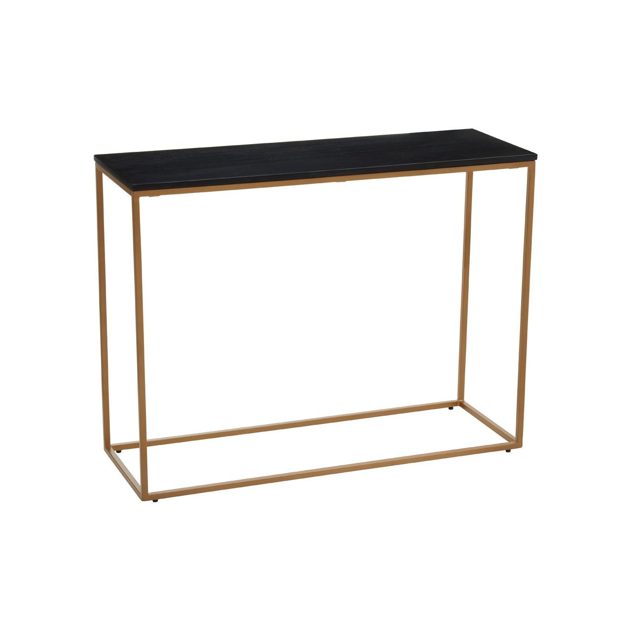 Varana Marble Console Table In Black With Matt Gold Frame