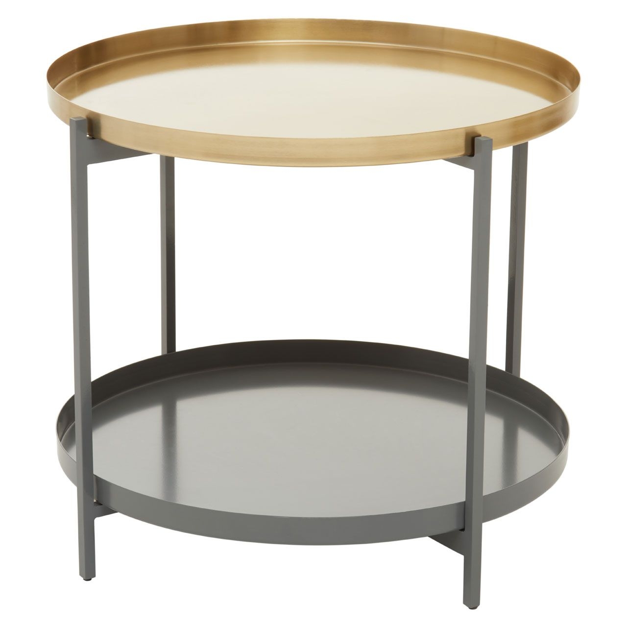 Korba Round Metal Coffee Table In Gold And Grey