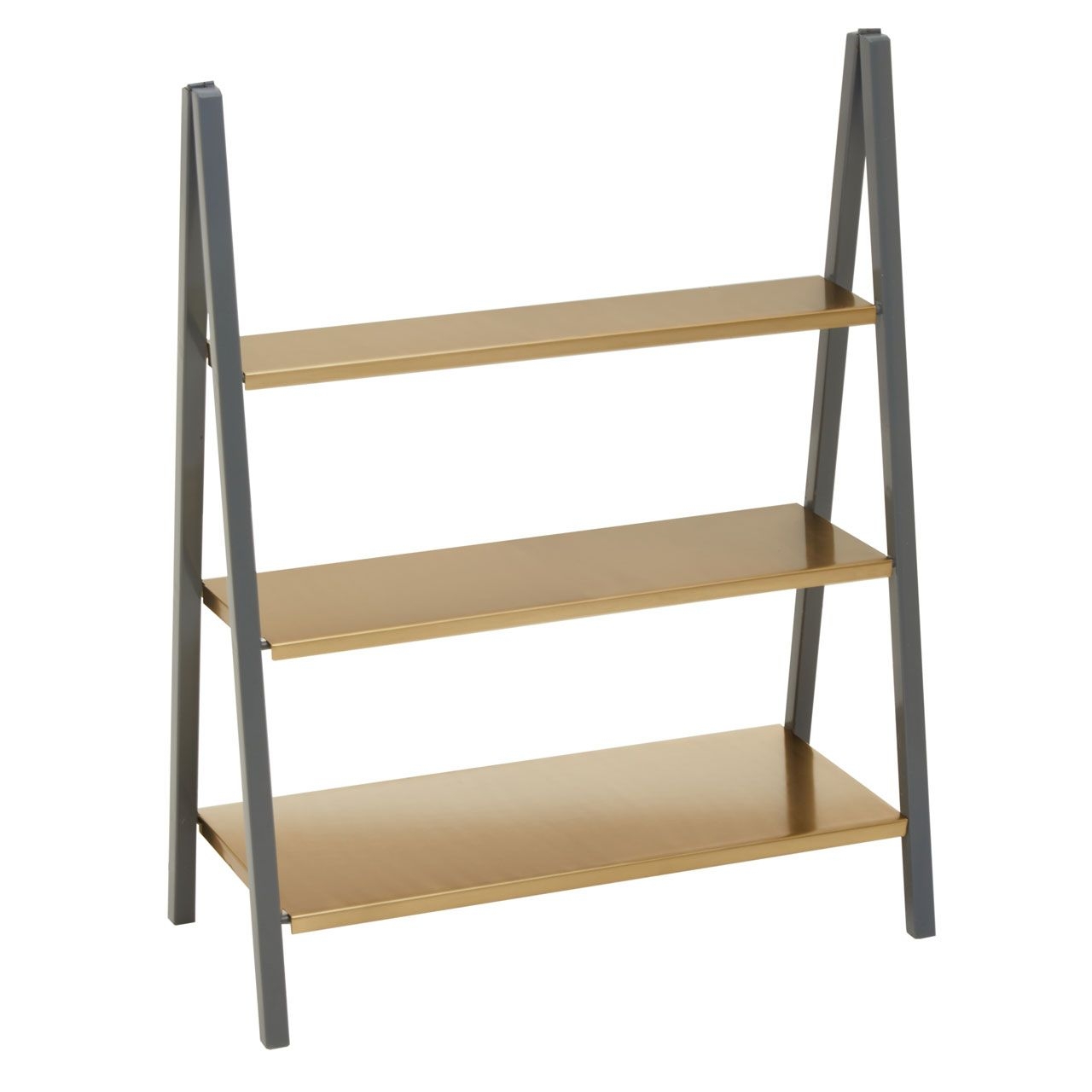 Korba 3 Tier Metal Shelving Unit In Gold And Grey
