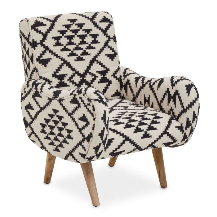 Cefena Berber Style Textile Fabric Armchair In Tribal Motifs