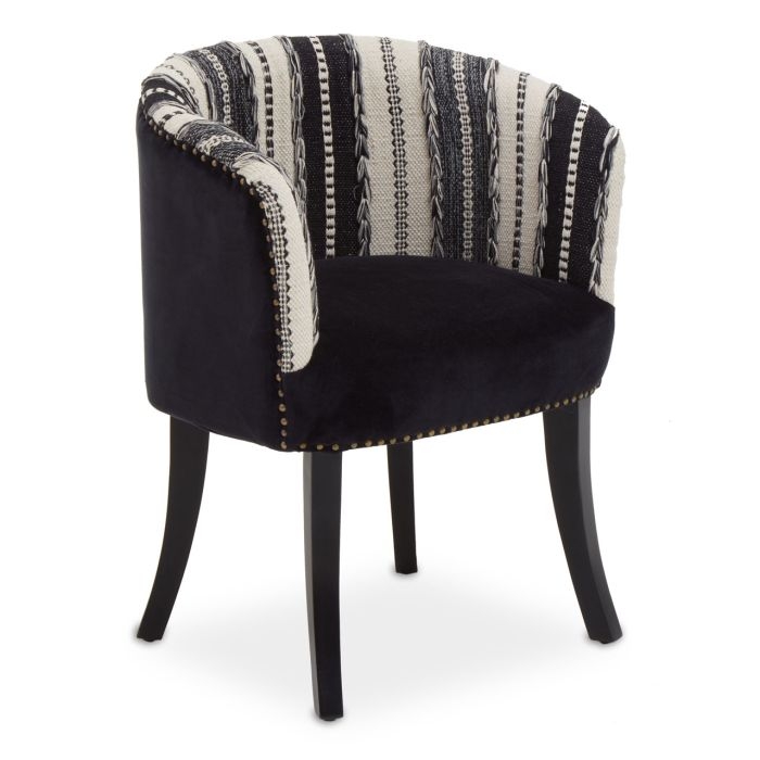 Cefena Stud Detail Fabric Armchair In Black
