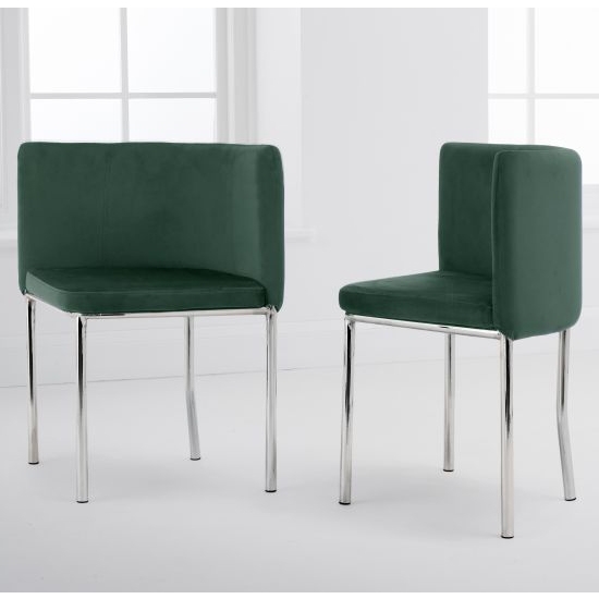 Abingdon Set Of 4 Velvet Dining Chairs In Green With Chrome Legs