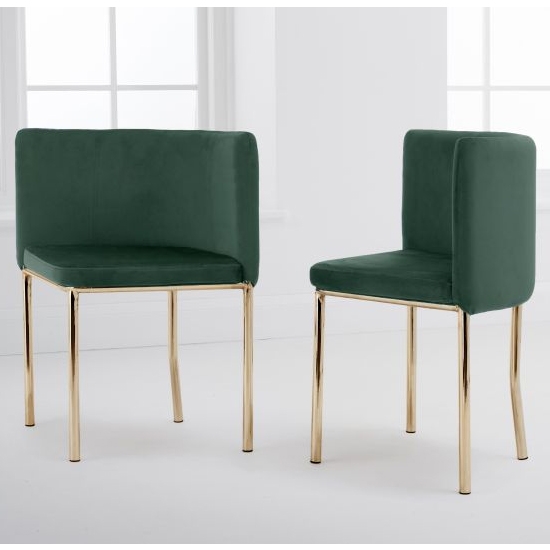 Abingdon Set Of 4 Velvet Dining Chairs In Green With Gold Legs