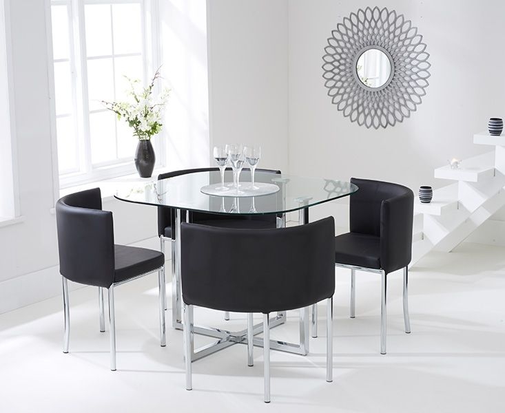 Abingdon Stowaway Dining Set With 4 Black Dining Chairs