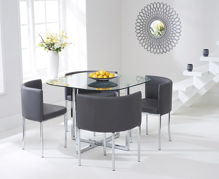 Abingdon Stowaway Dining Set With 4 Grey Dining Chairs