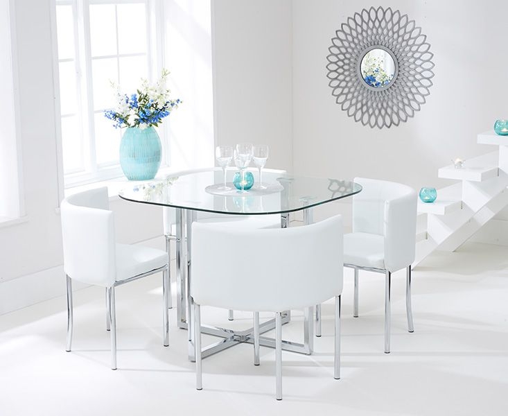 Abingdon Stowaway Dining Set With 4 White Dining Chairs