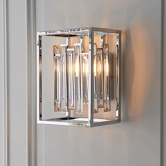 Acadia Clear Crystal Details Wall Light In Chrome