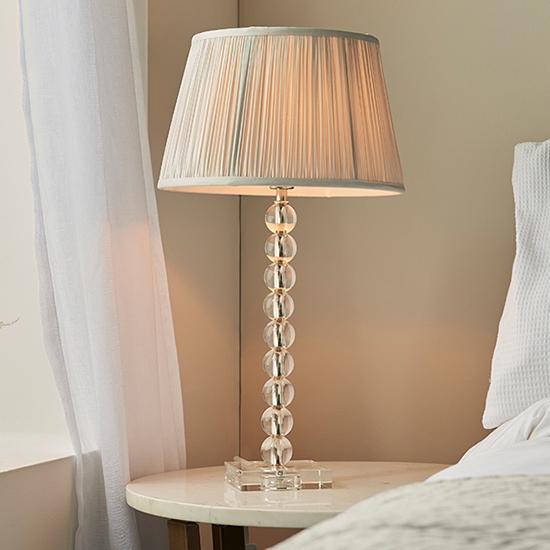 Adelie And Freya 12 Inch Silver Shade Table Lamp In Clear Crystal Glass