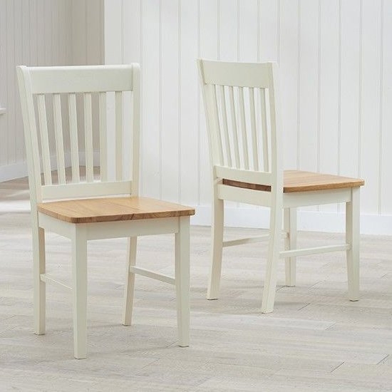 Alaska Oak And Cream Solid Hardwood Dining Chairs In Pair
