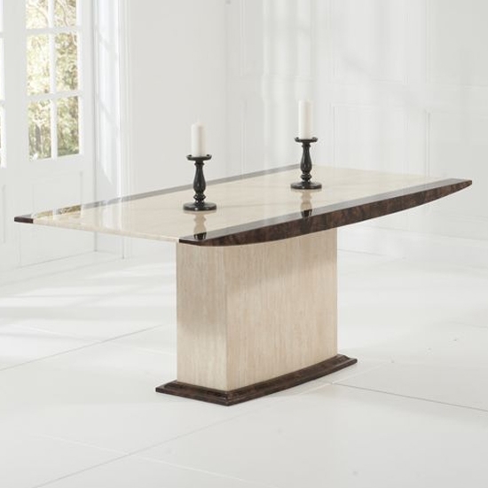 Alba 180cm Marble Dining Table In Cream And Brown