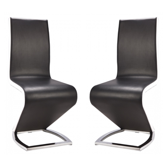 Aldridge Black Dining Chair In Pair With White Pu Sides
