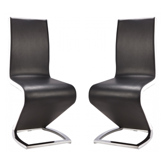 Aldridge Black Dining Chair In Pair With White Pu Sides
