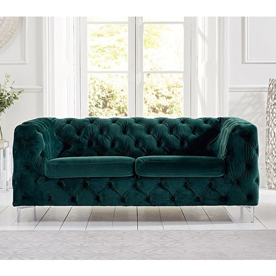 Alegra Plush Velvet 2 Seater Sofa In Green