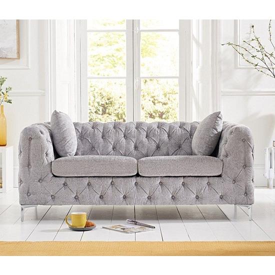 Alegra Plush Velvet 2 Seater Sofa In Grey