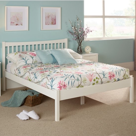 Alice Wooden Double Bed In Opal White