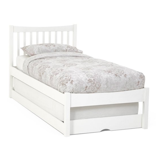 Alice Wooden Single Bed With Guest Bed In Opal White