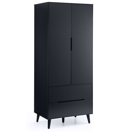 Alicia Wooden Wardrobe In Anthracite With 2 Doors And 2 Drawers