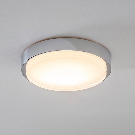 Alta Flush Ceiling Light In Chrome With White Glass Diffuser