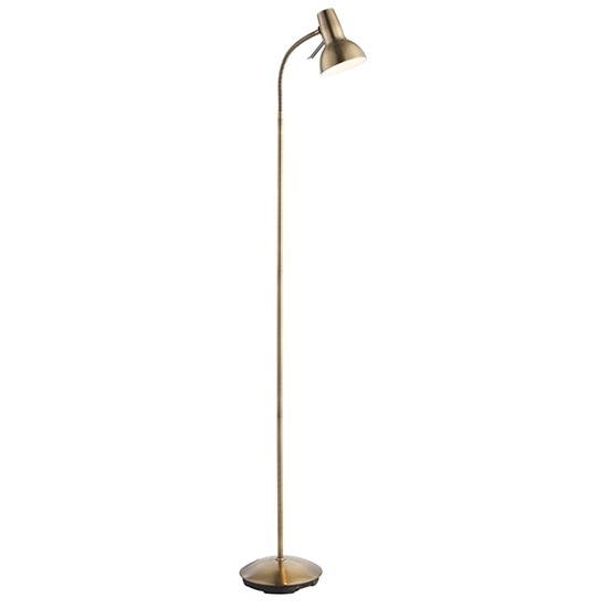 Amalfi Gloss White Task Floor Lamp In Antique Brass