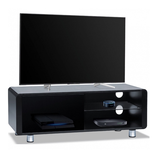 Amalfi Wooden Tv Stand In Black High Gloss With 2 Shelves