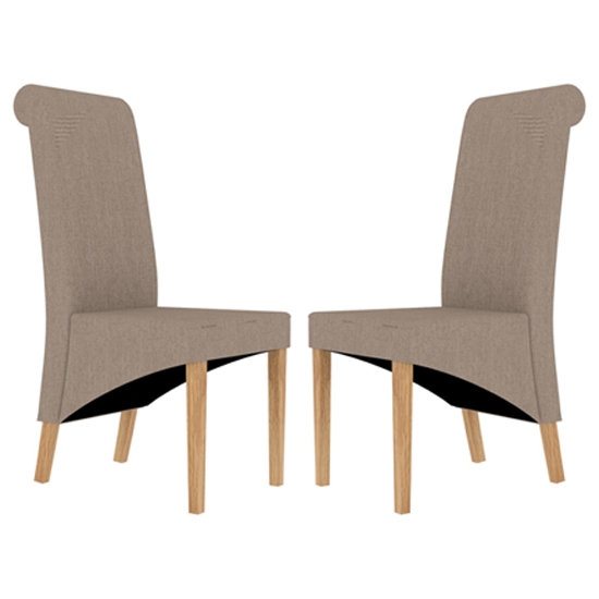Amelia Beige Fabric Dining Chairs In Pair