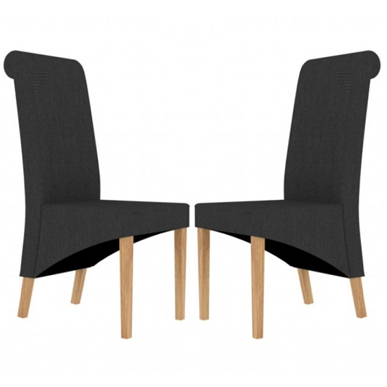 Amelia Grey Fabric Dining Chairs In Pair