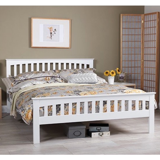 Amelia Wooden Double Bed In Opal White