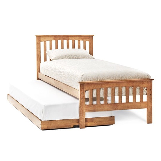 Amelia Wooden Single Bed With Guest Bed In Honey Oak