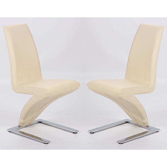 Ankara Cream Pu Leather Dining Chair In Pair
