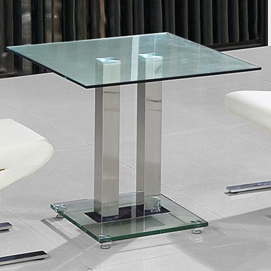 Ankara Small Clear Glass Dining Table With Chrome Stand