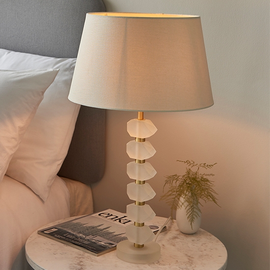 Annabelle And Cici Ivory Shade Table Lamp In Frosted Crystal Glass
