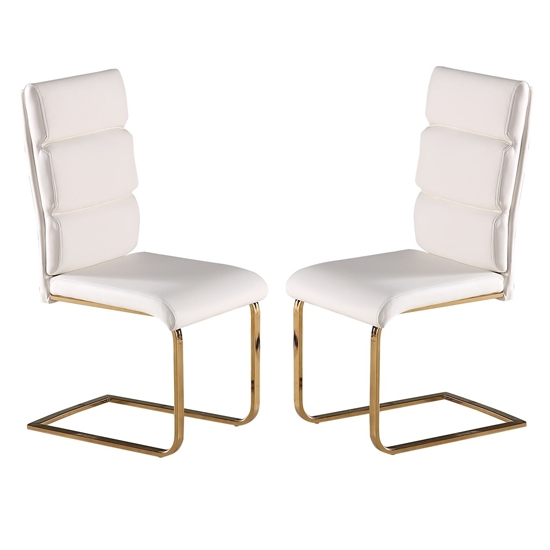 Antibes White Faux Leather Dining Chairs In Pair
