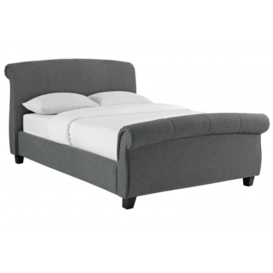 Arabella Linen Fabric Double Bed In Grey