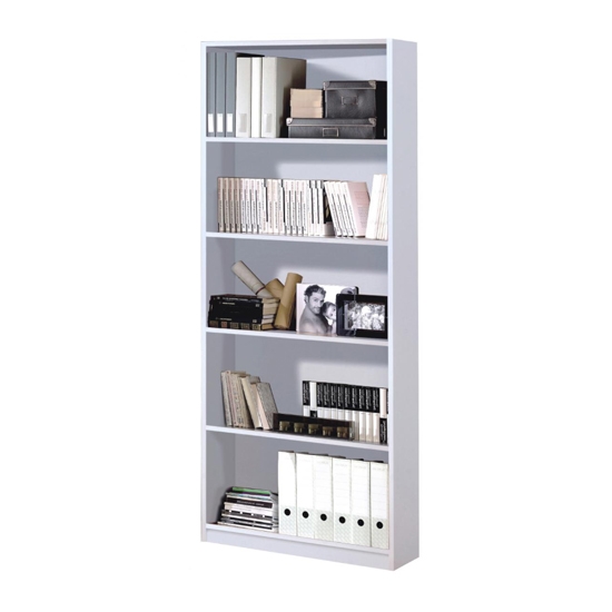 Arctic Wooden Bookcase In White High Gloss With 5 Shelves