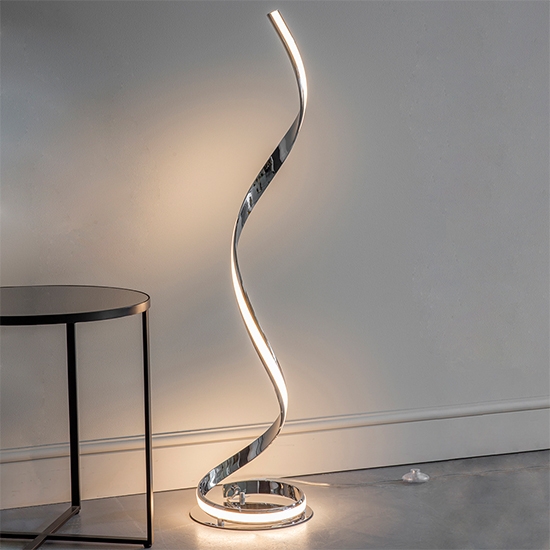 Aria Led Floor Lamp In Chrome With White Diffuser