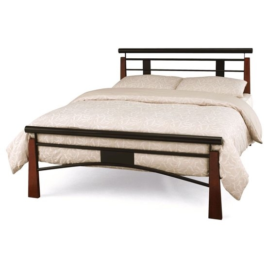Armstrong Metal Double Bed In Black And Oak