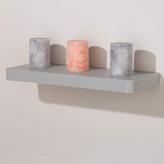 Arran Small Wooden Floating Wall Shelf In Light Grey