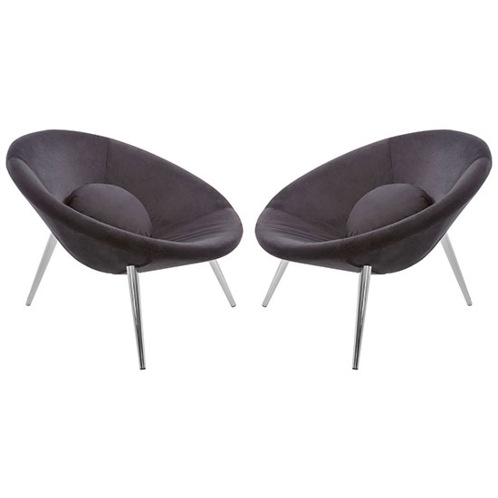 Arto Black Velvet Upholstered Accent Chair In Pair