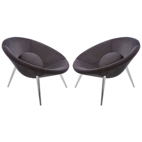 Arto Black Velvet Upholstered Accent Chair In Pair