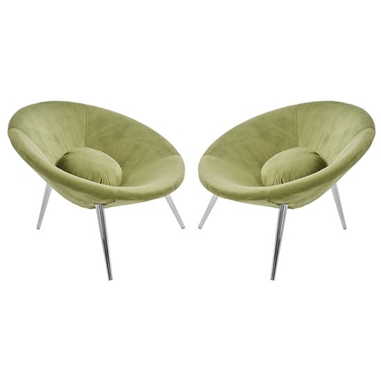 Arto Green Velvet Upholstered Accent Chair In Pair