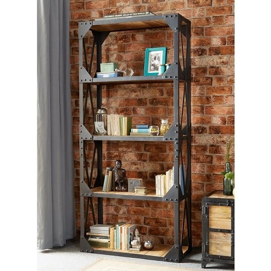 Ascot Large Wooden Bookcase In Reclaimed Wood